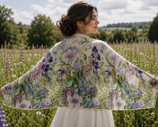 Recycled Bottle Scarf - British Country Garden - Amethyst Bloom
