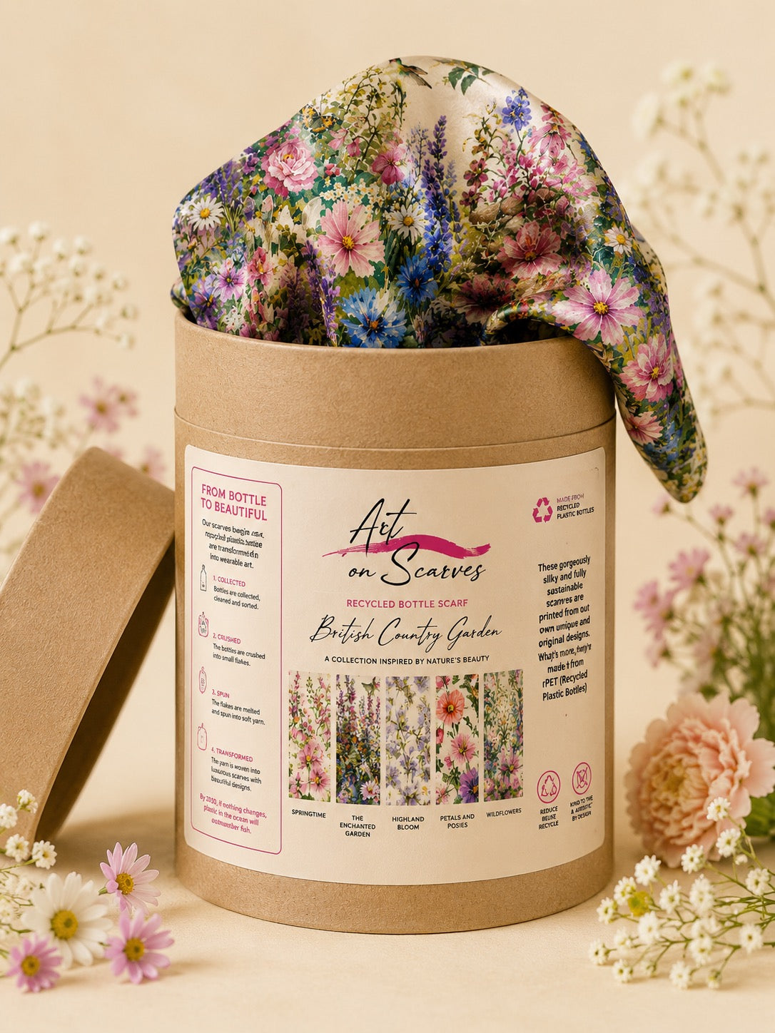 Recycled Bottle Scarf - British Country Garden - Enchanted Garden
