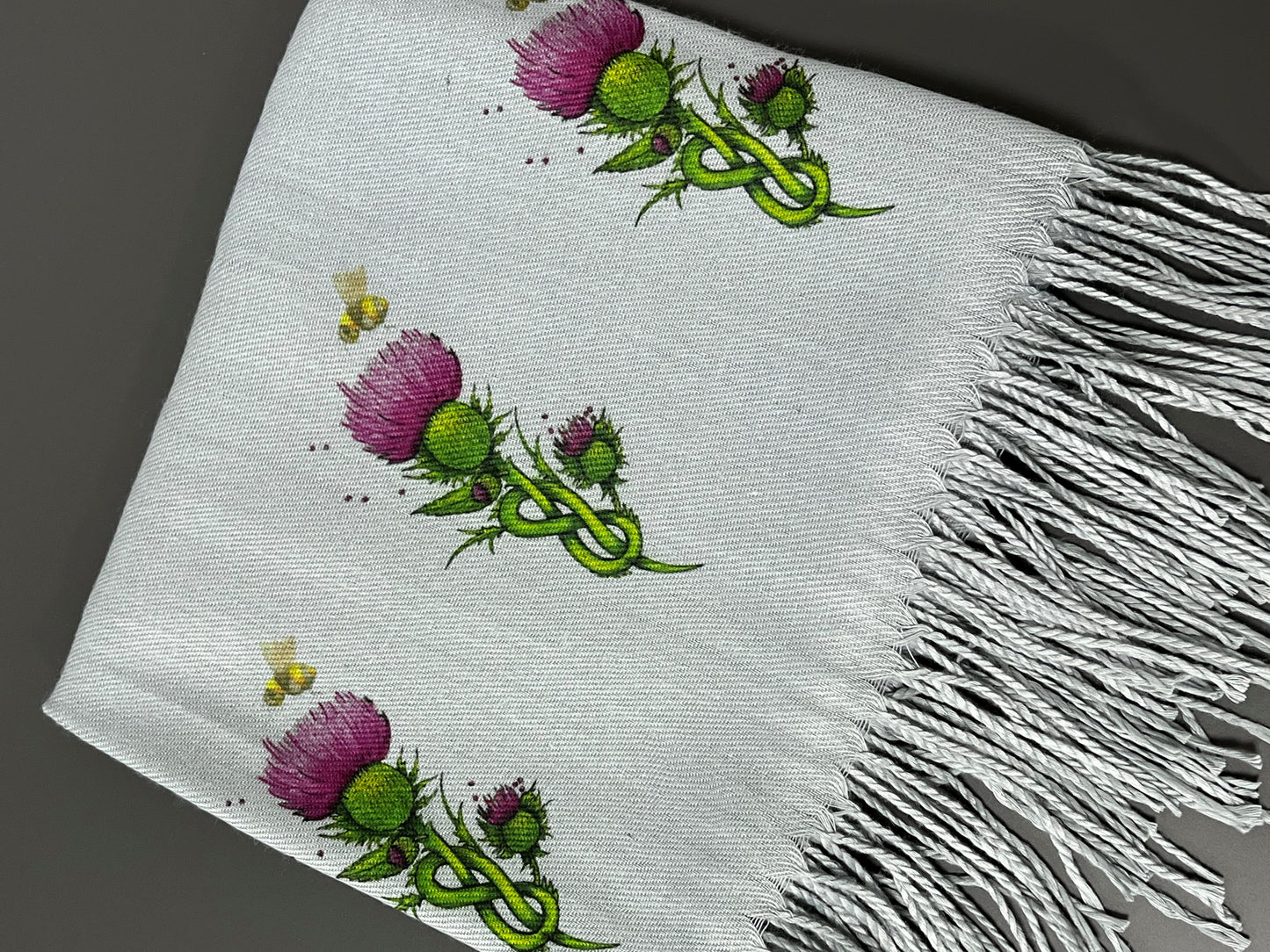Cashmere Feel Luxury Scarf Handprinted with Celtic Thistles