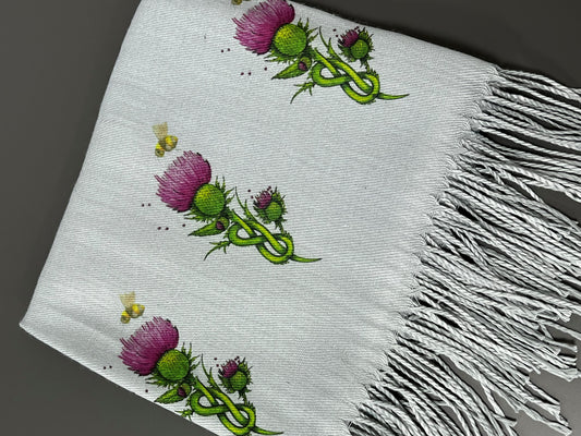 Cashmere Feel Luxury Scarf Handprinted with Celtic Thistles