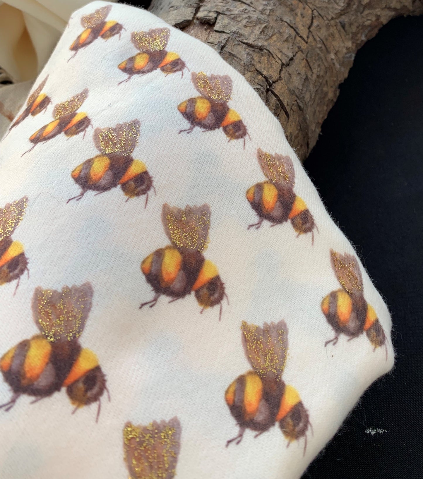 Cashmere Feel Luxury Scarf Handprinted with Bees