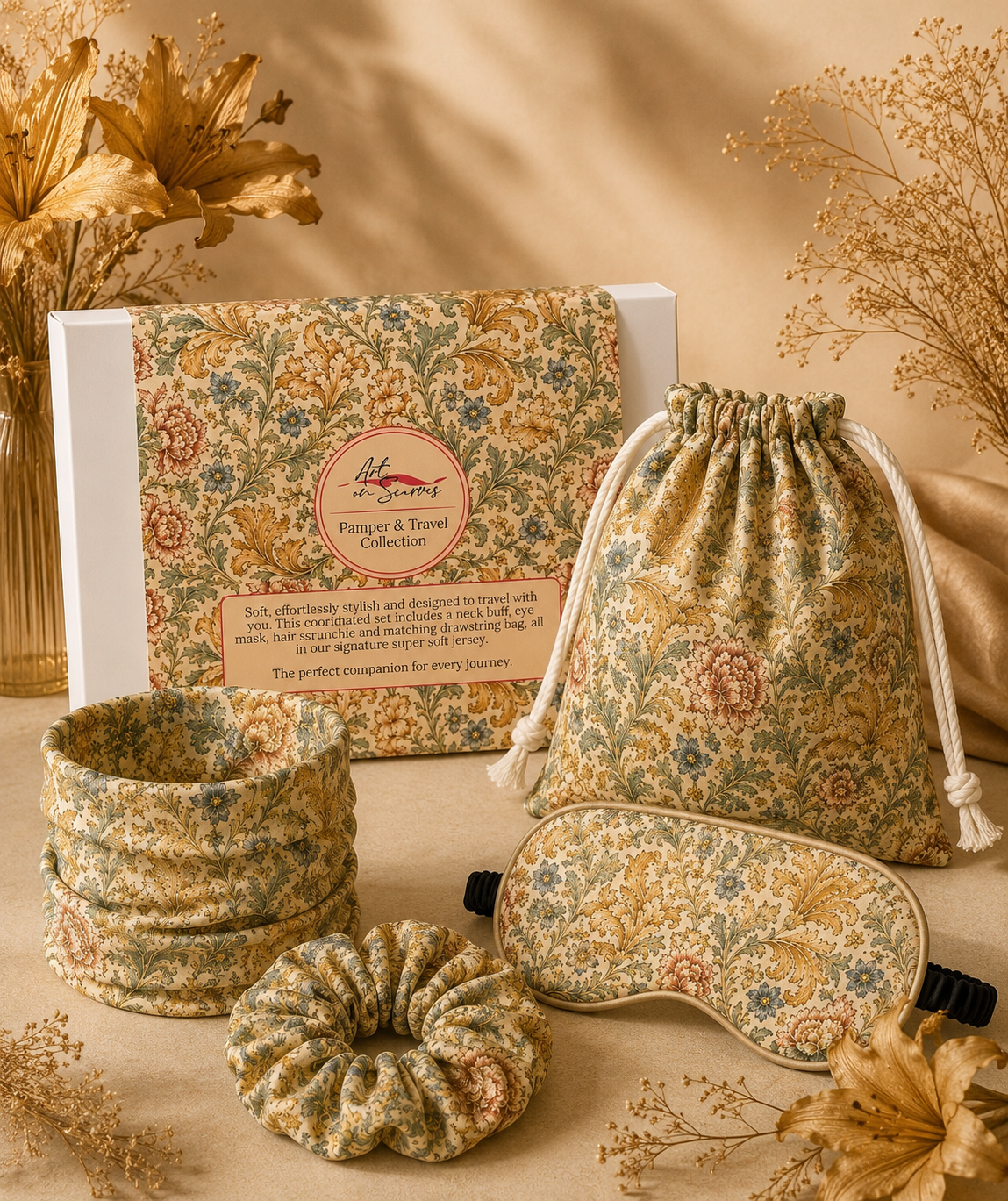 Pamper & Travel Collection - Golden Lilly inspired by William Morris