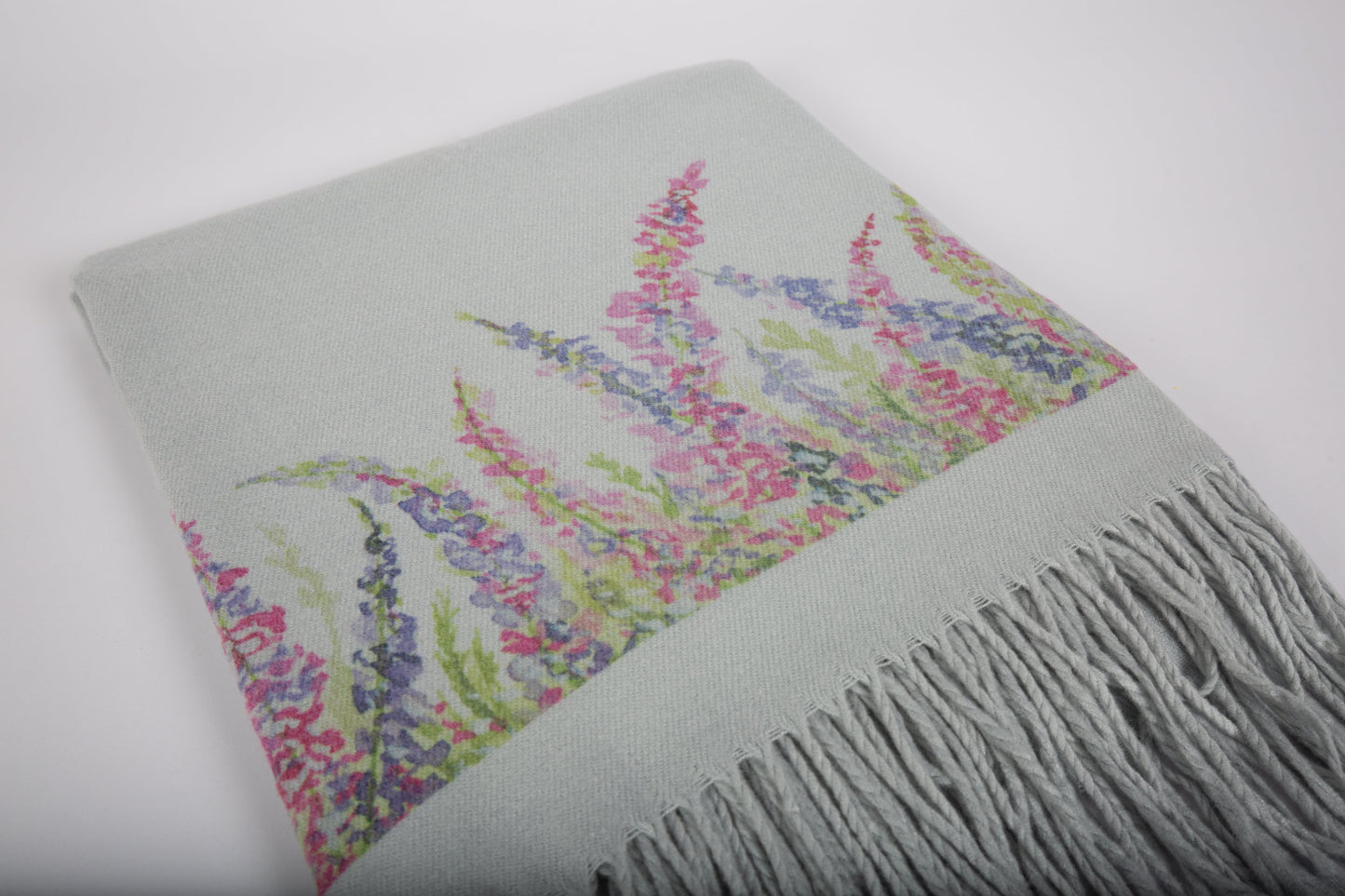 Cashmere Feel Luxury Scarf Handprinted with Heather