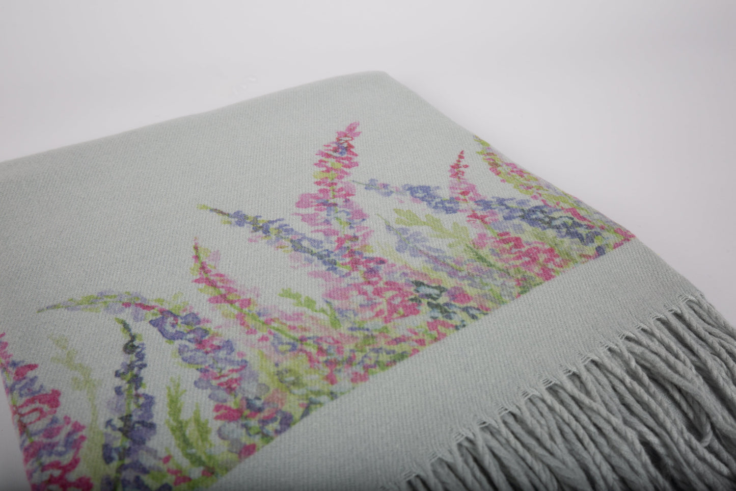 Cashmere Feel Luxury Scarf Handprinted with Heather