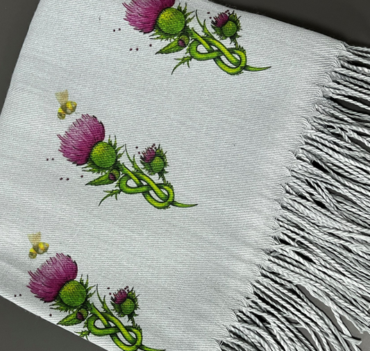 Cashmere Feel Luxury Scarf Handprinted with Celtic Thistles