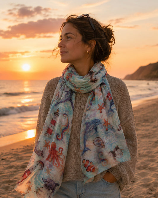 Recycled Bottle Scarf - Coast and Country - Seashore