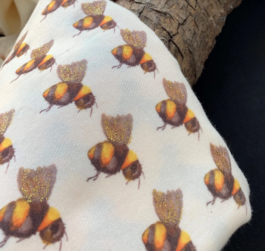 Cashmere Feel Luxury Scarf Handprinted with Bees