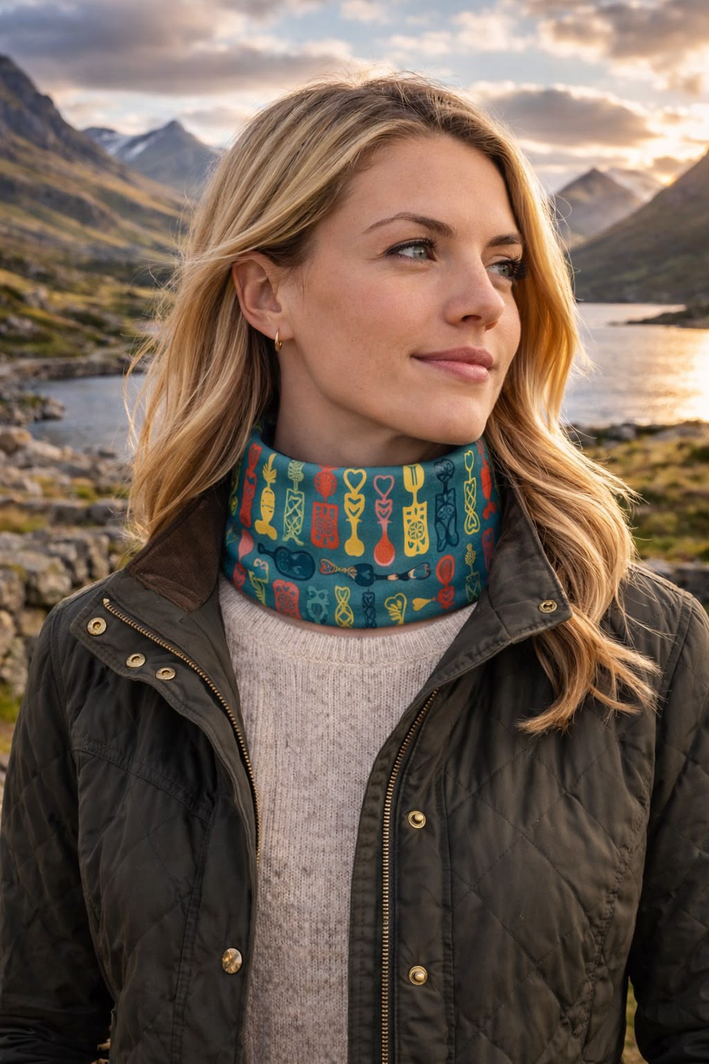 Printed Neck Buff - Welsh Love Spoons
