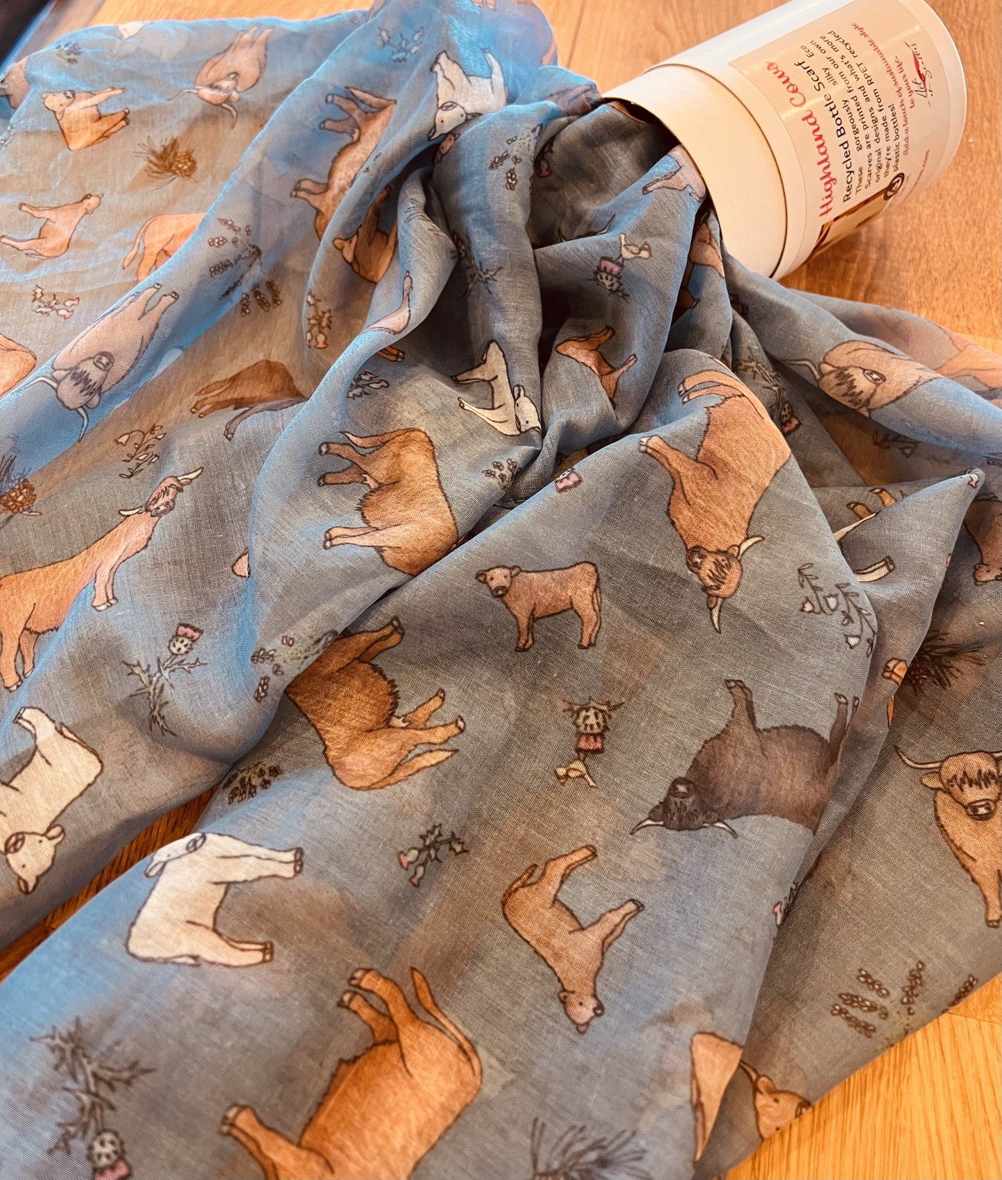 Recycled Bottle Scarf - Highland Cows